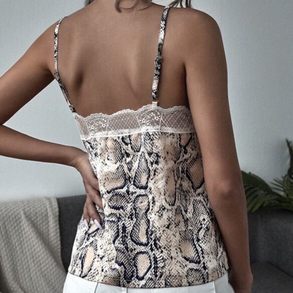 SOLD OUT CLEARANCE Snakeskin Lace Trim Sexy Camisole Tank Top - Picture 4 of 5